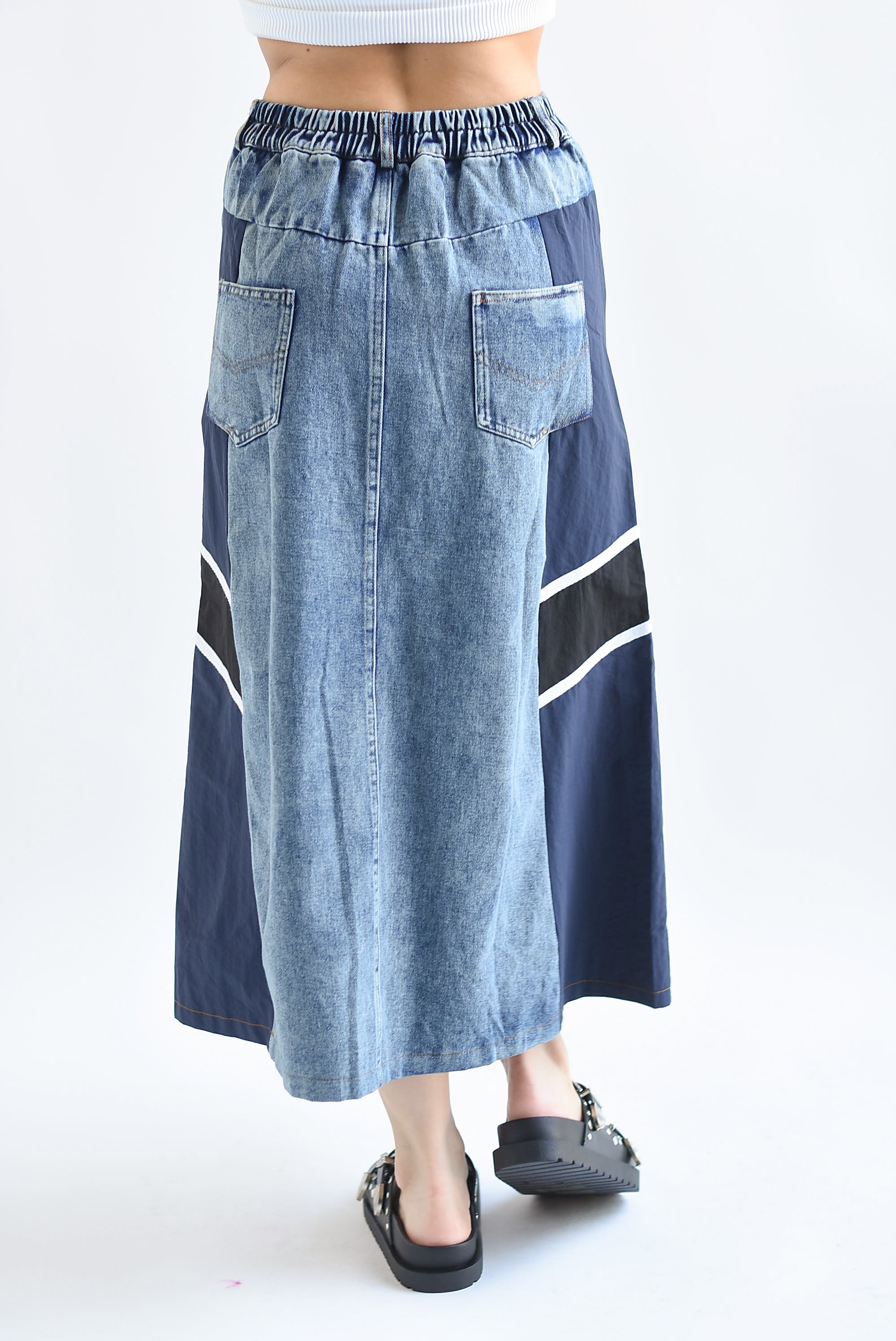 Falda Denim track parachute Azul Marino