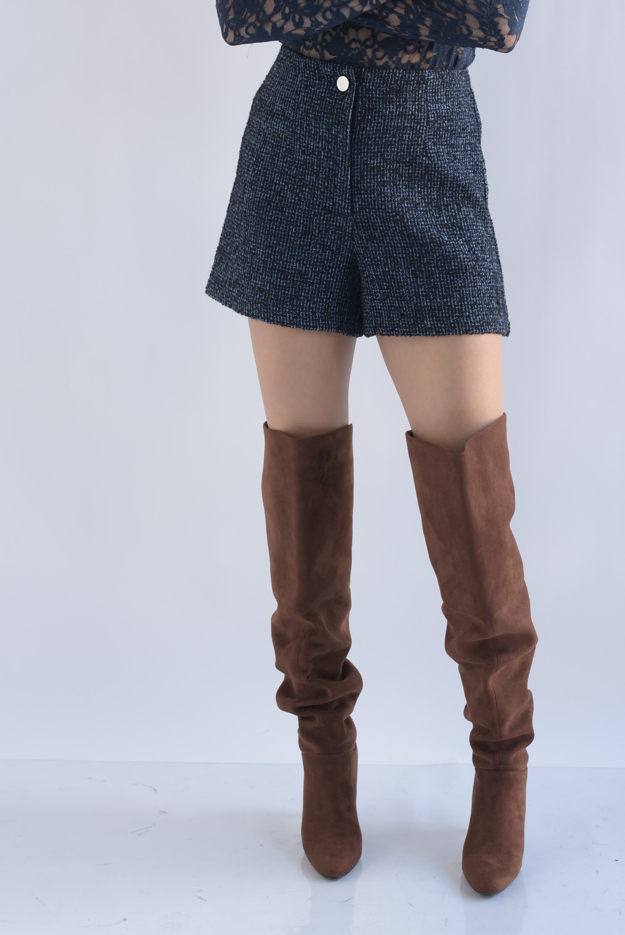 Short tweed botón Azul Marino