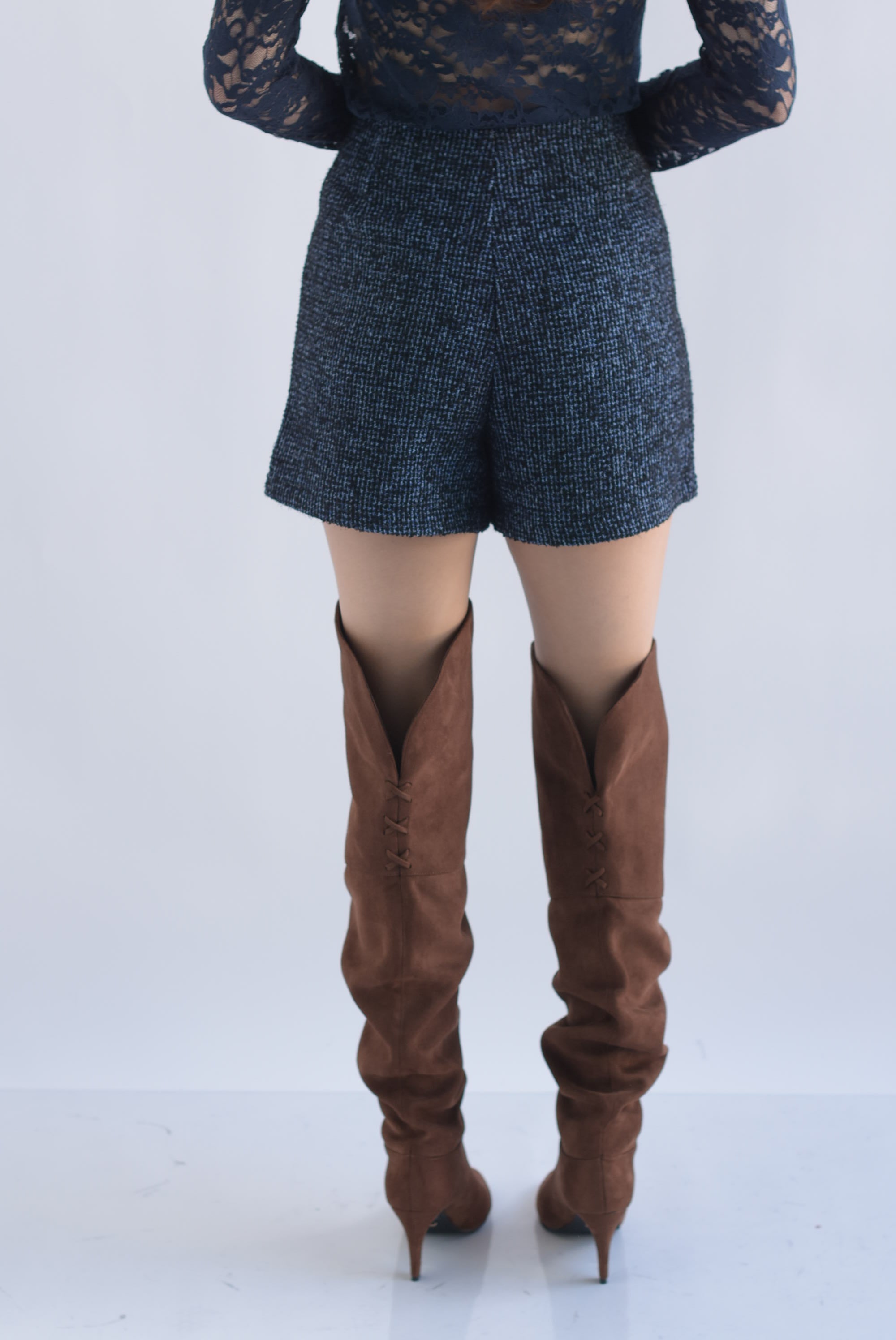 Short tweed botón Azul Marino