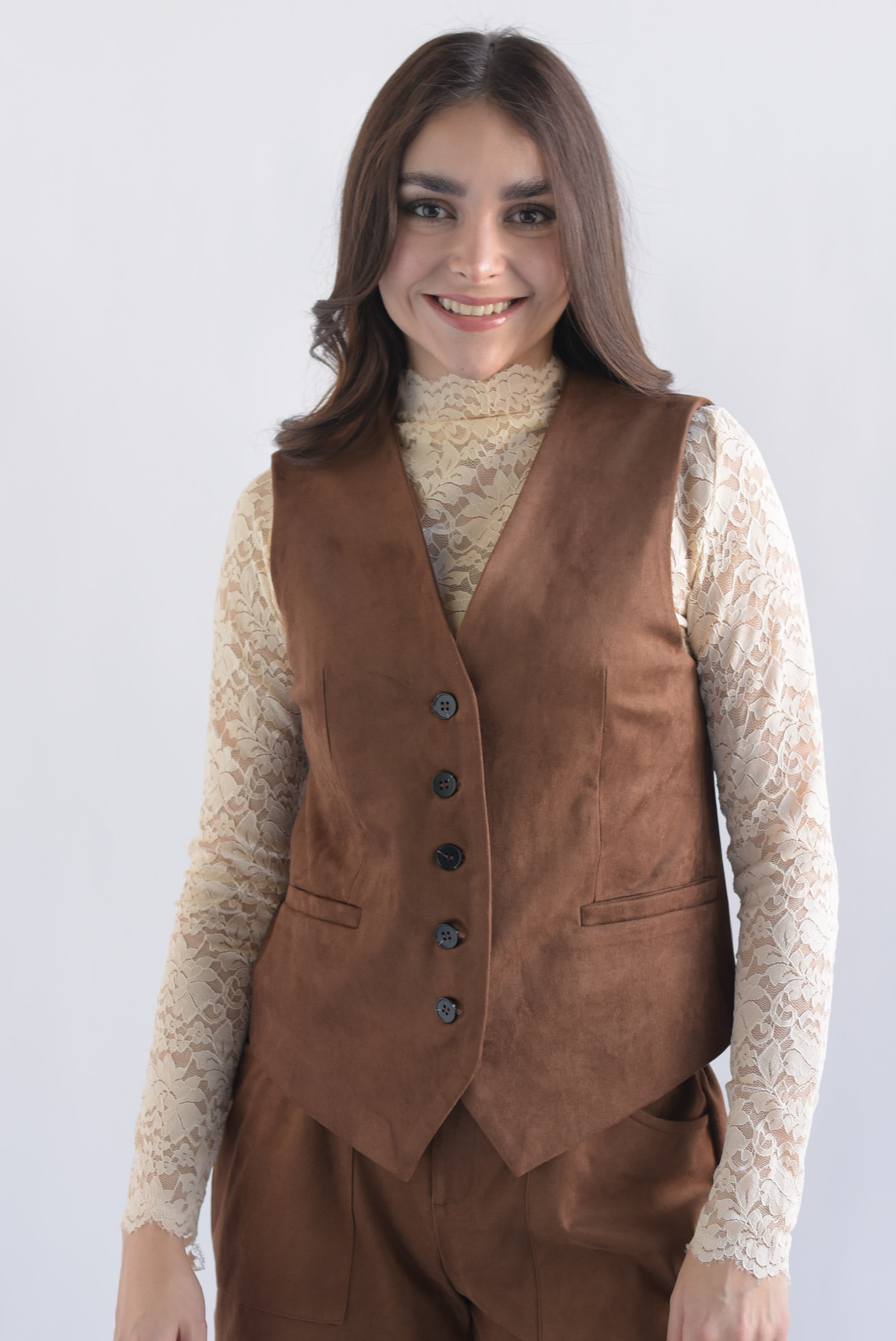 Chaleco sastre suede Café