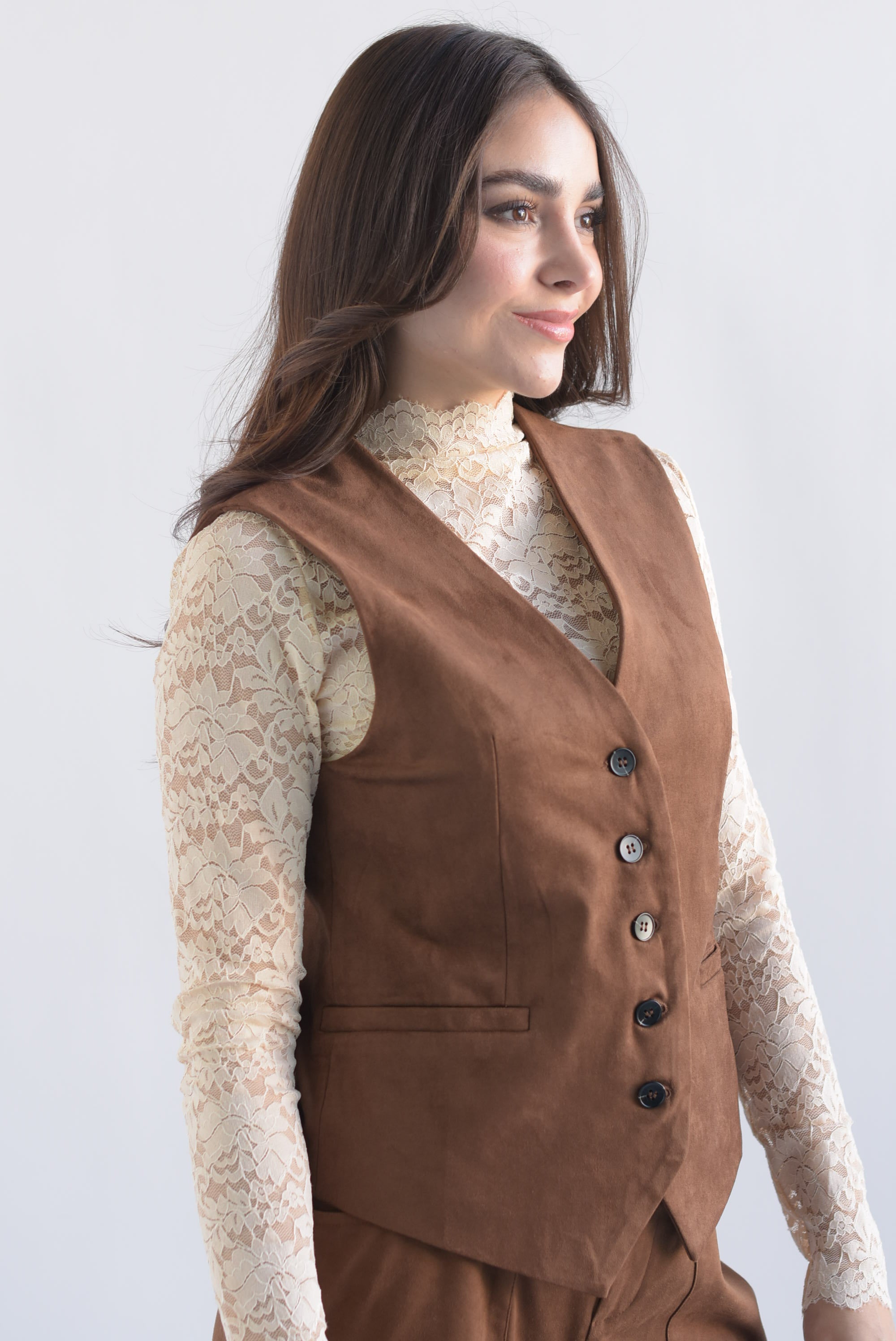 Chaleco sastre suede Café