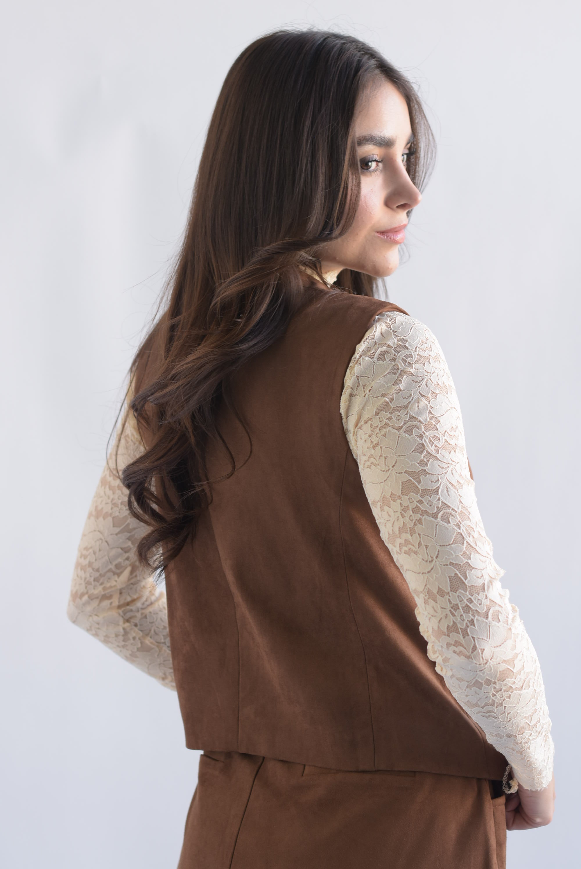 Chaleco sastre suede Café