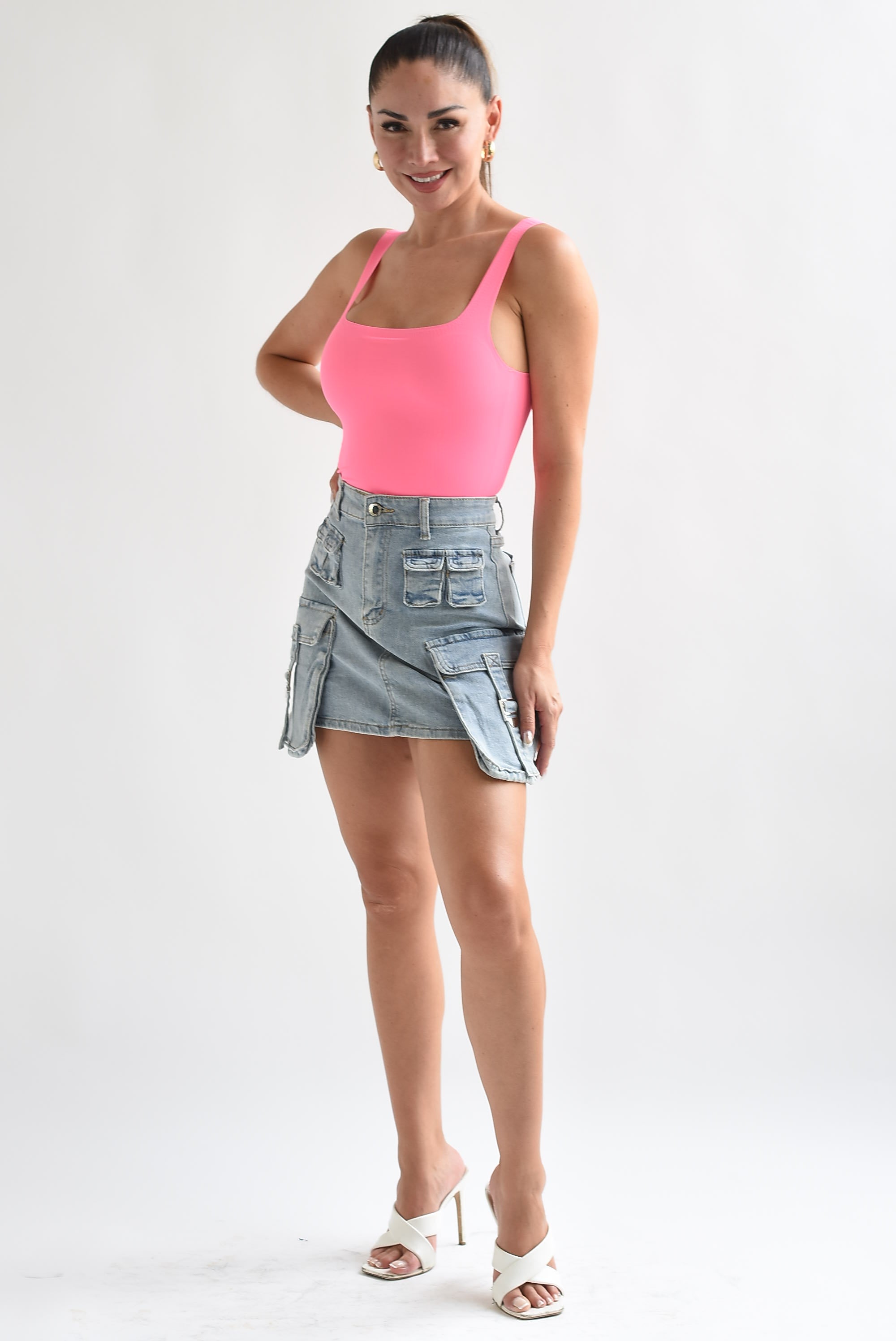 Falda mini cargo Denim Light