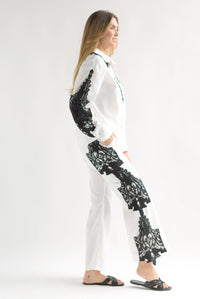 Fashion Styled Set Pantalón y Camisa tira guipur Black & White