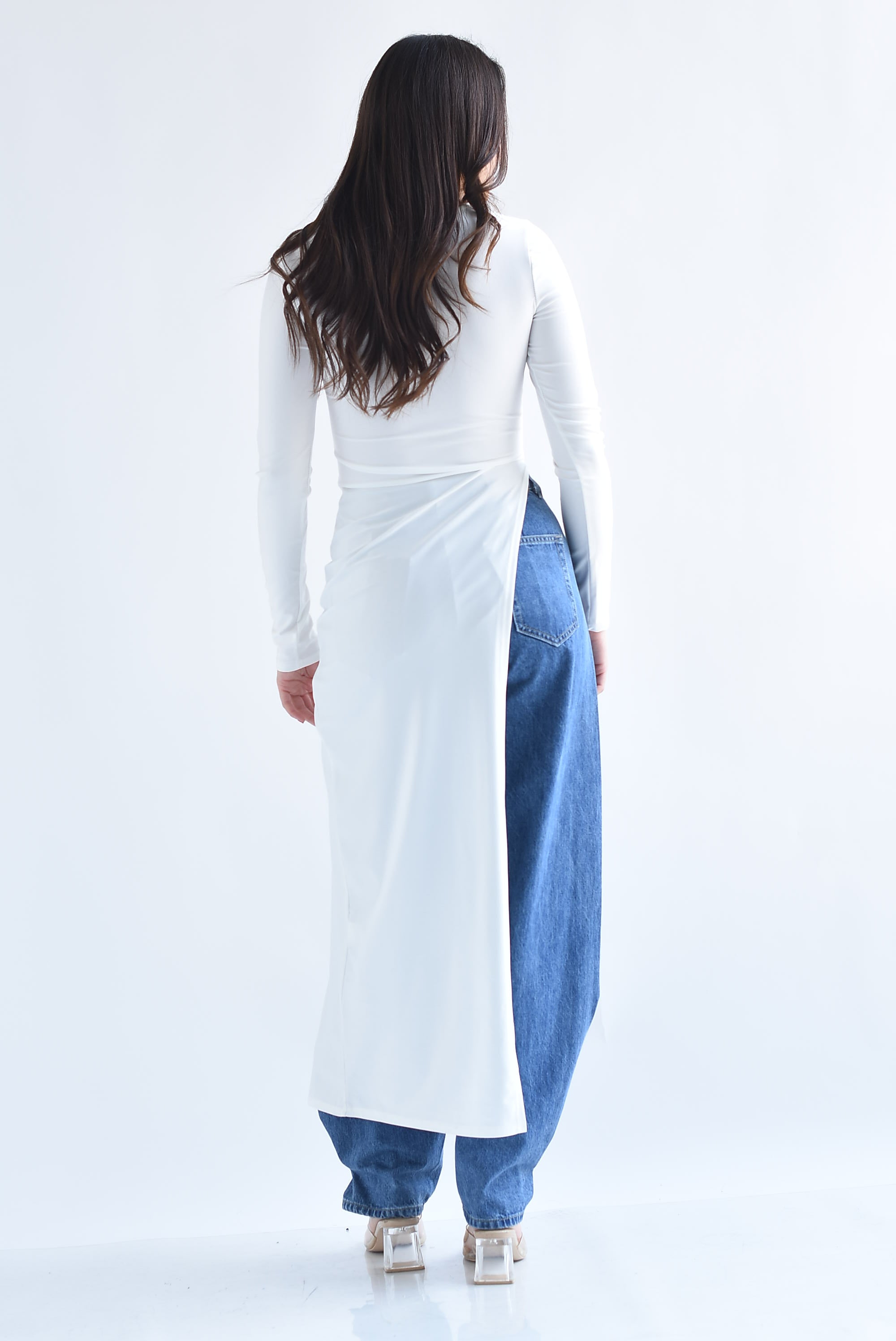 Maxiblusa asimétrica licra