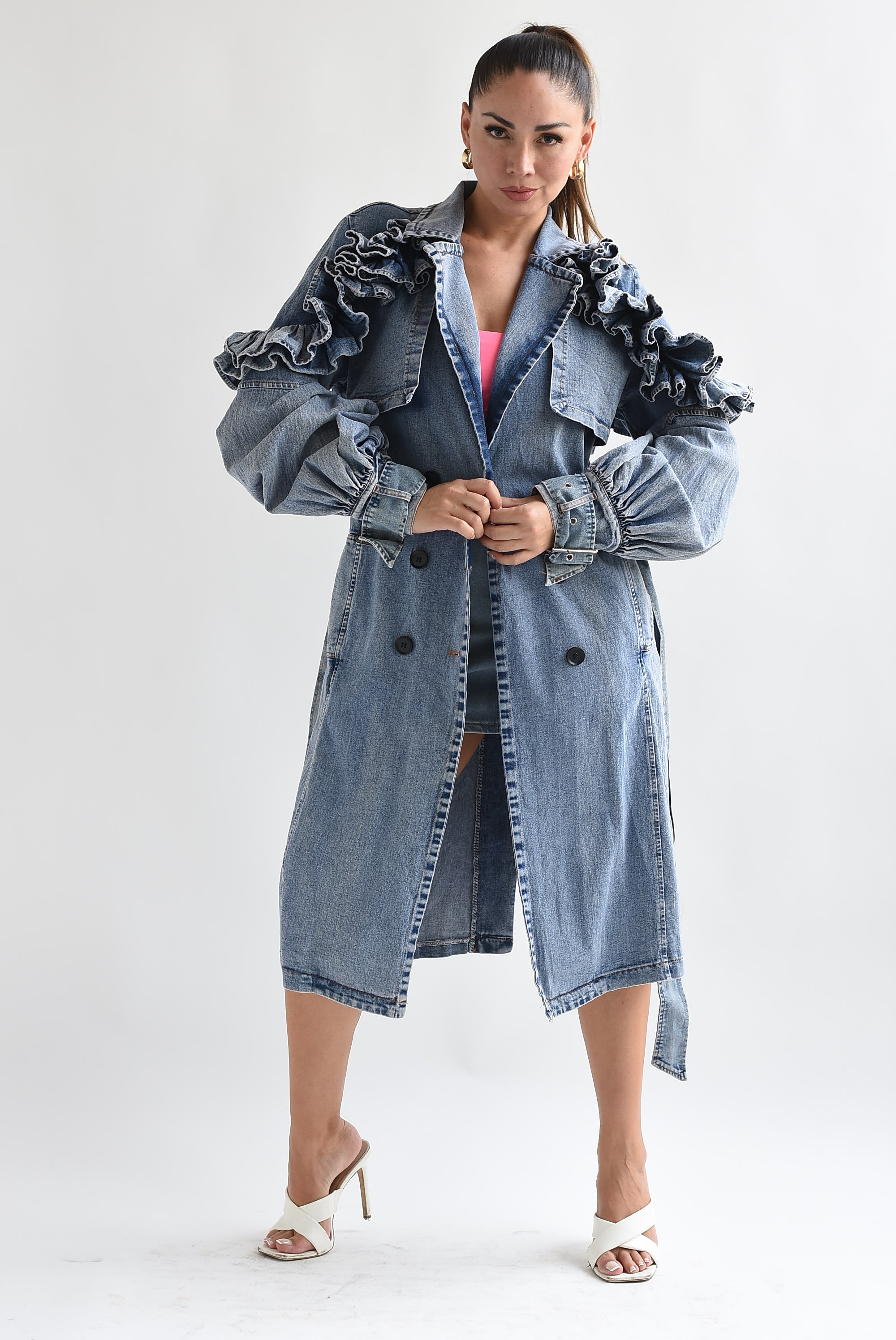 Gabardina hombros escarola Denim