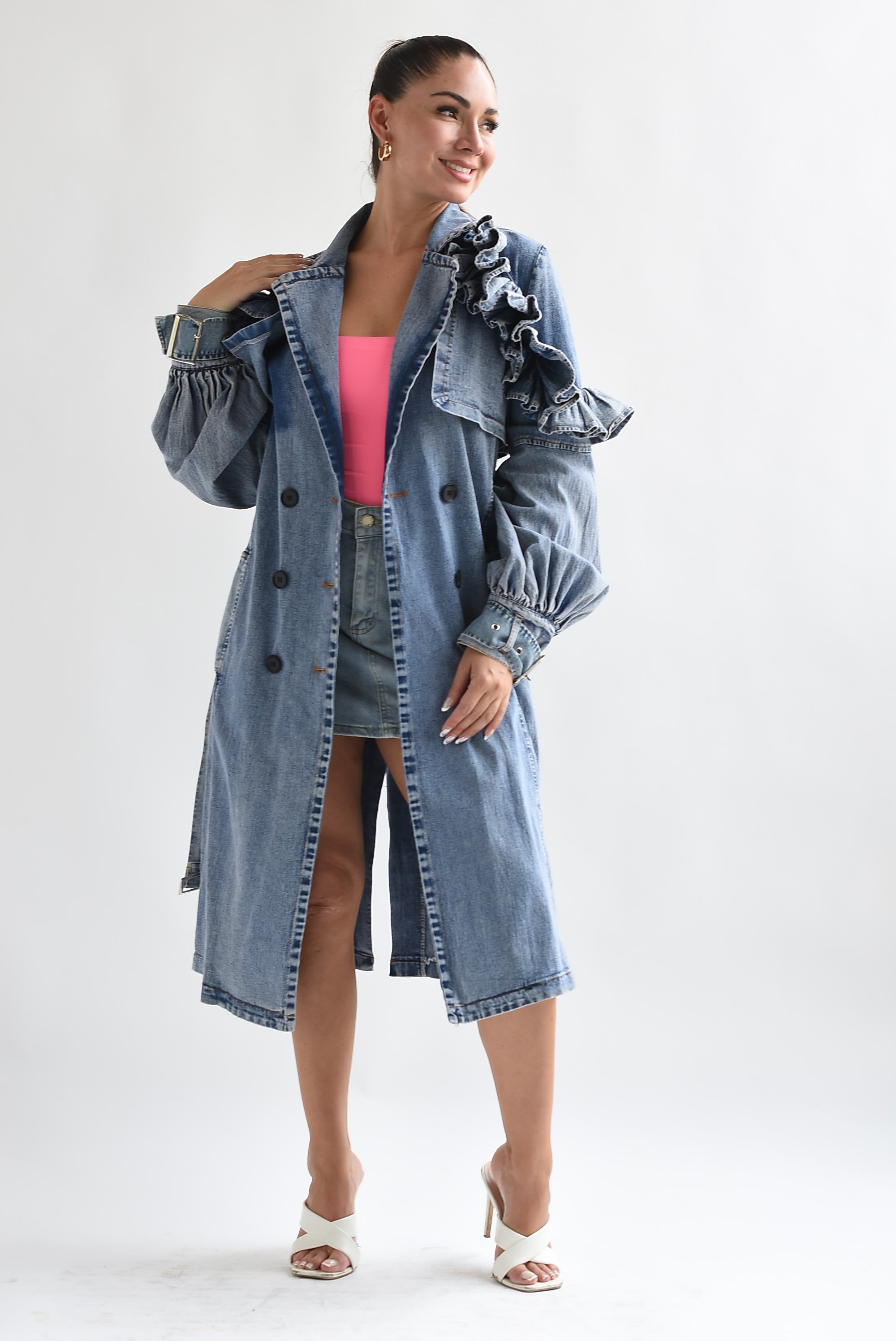 Gabardina hombros escarola Denim