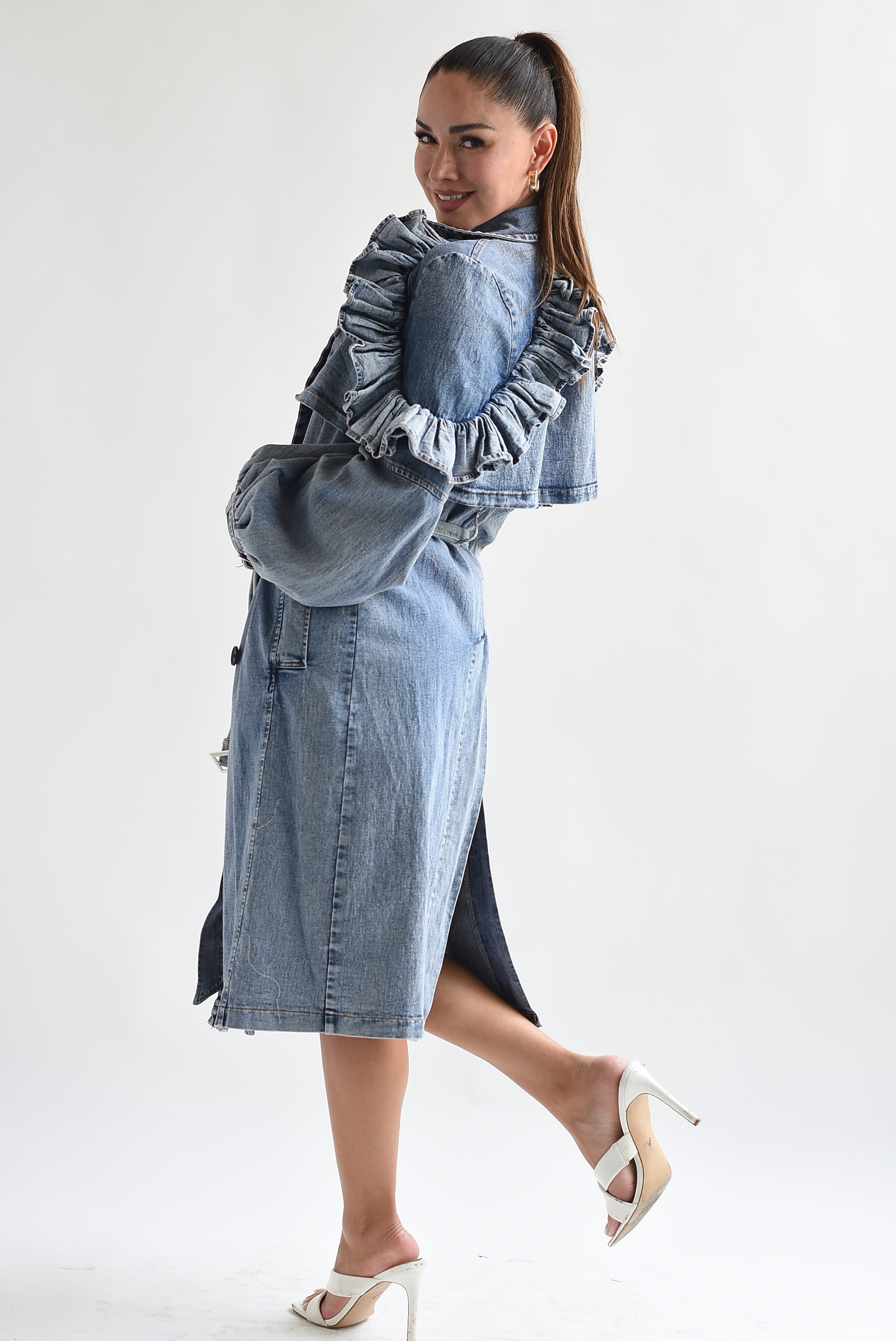 Gabardina hombros escarola Denim