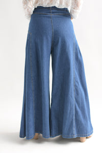 Fashion Styled Jeans pata de elefante pinzas Denim Dark
