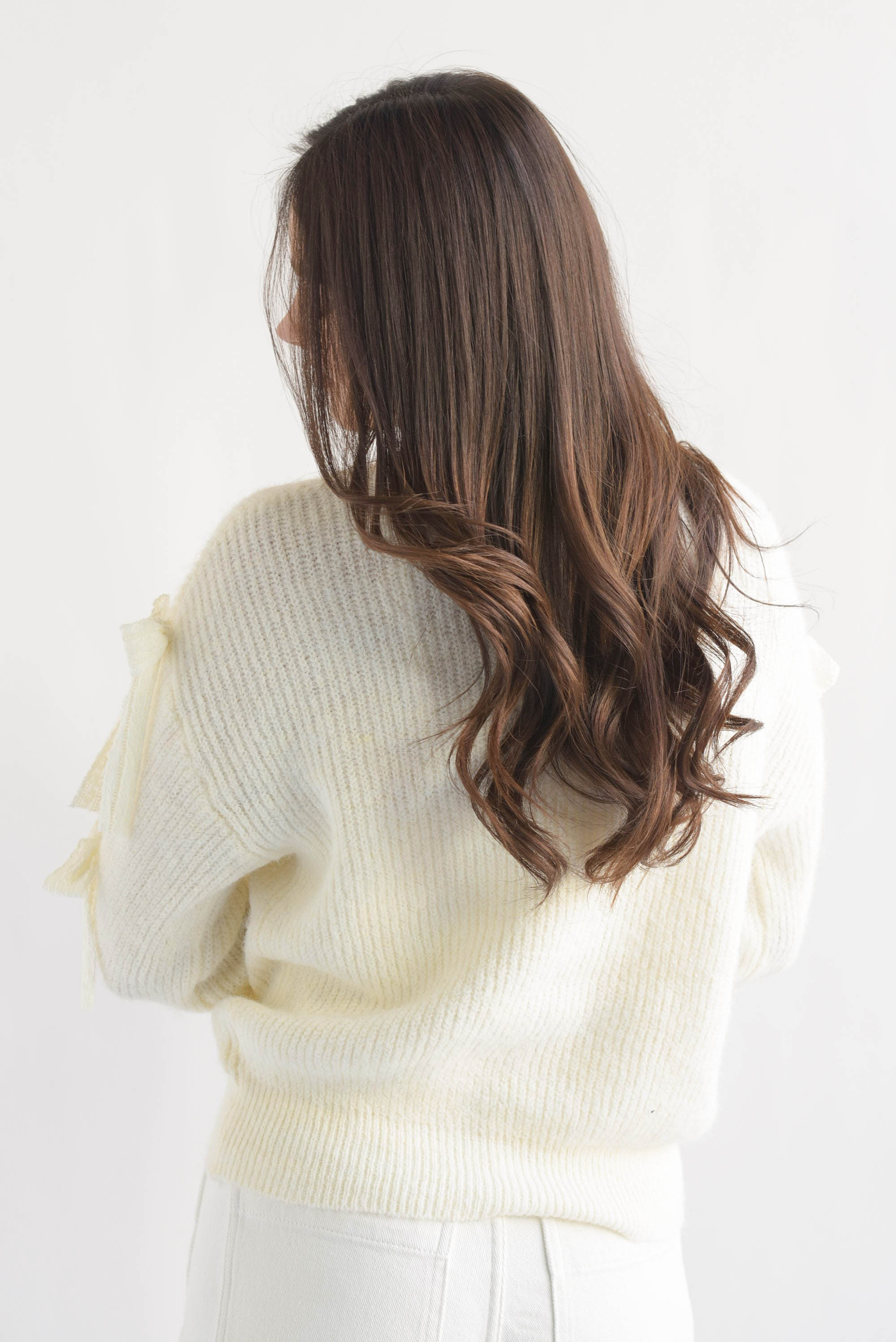 Sweater lazos encaje Ivory