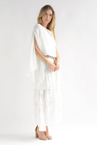 Fashion Styled Blusa capa cuello ojal Blanco