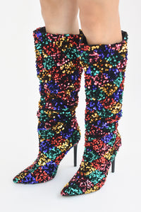 Fashion Styled Botas Altas Lentejuela Multicolor