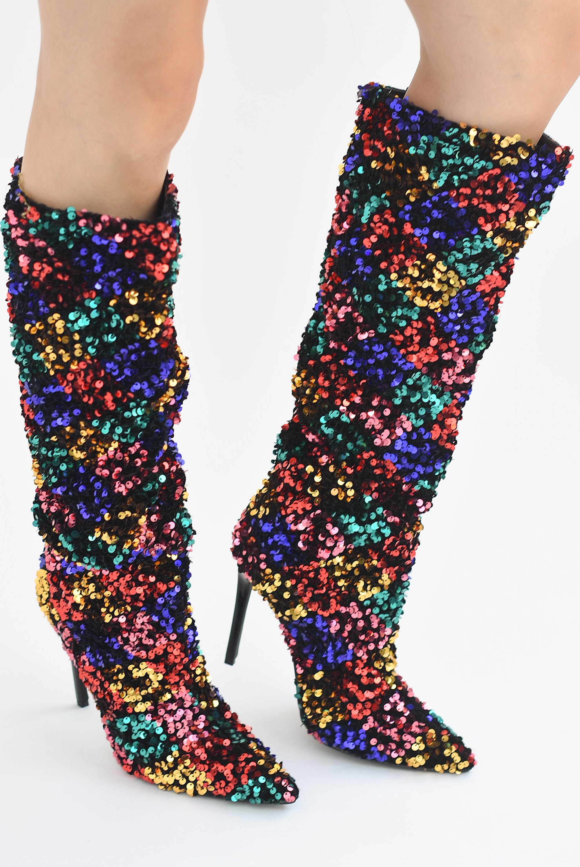 Botas Altas Lentejuela Multicolor