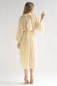 Fashion Styled Maxi blusa asimétrica gasa Beige