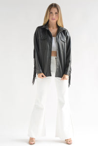Fashion Styled Shacket flecos vinipel Negro