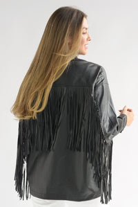 Fashion Styled Shacket flecos vinipel Negro