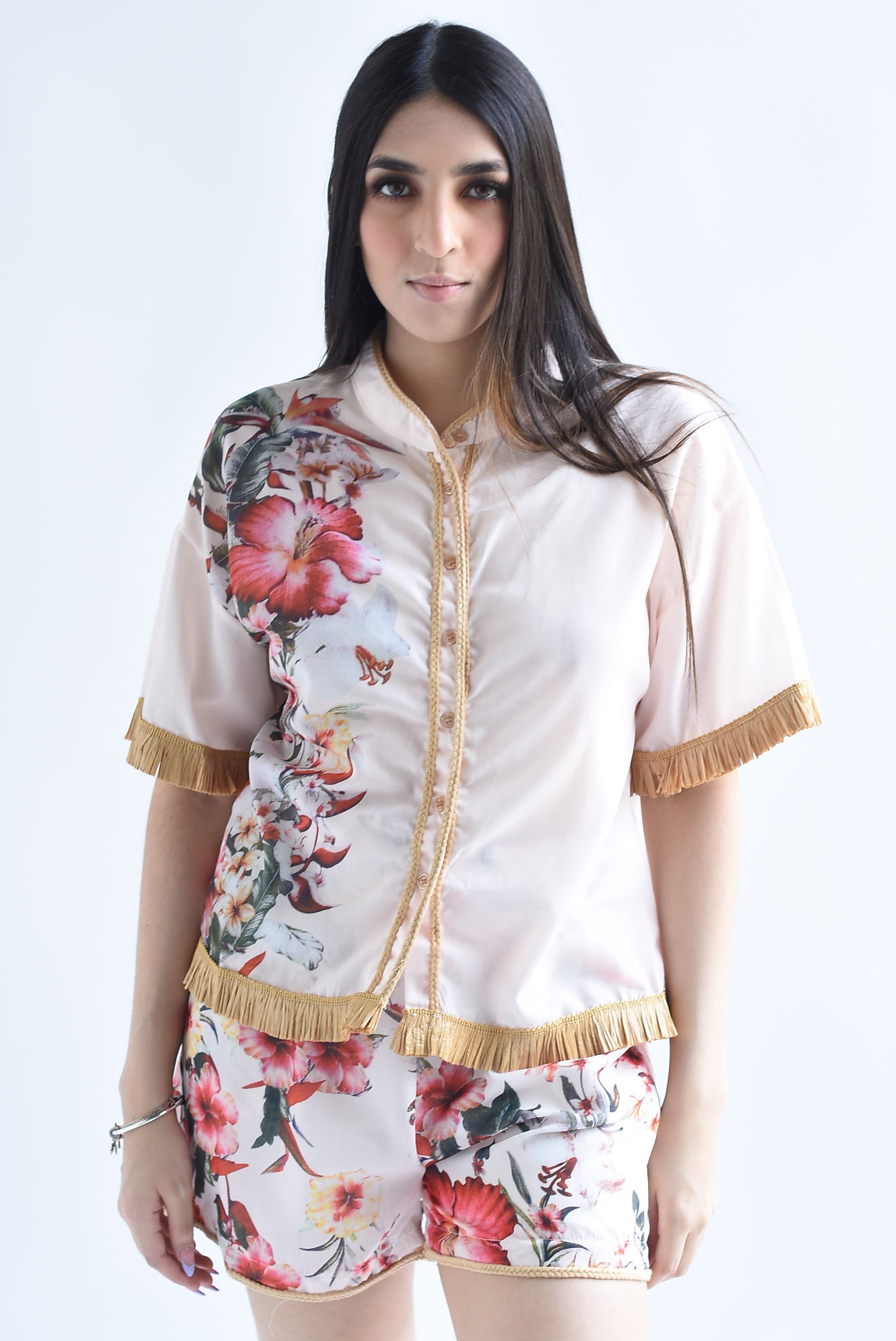 Set Short y Camisa floral rafia