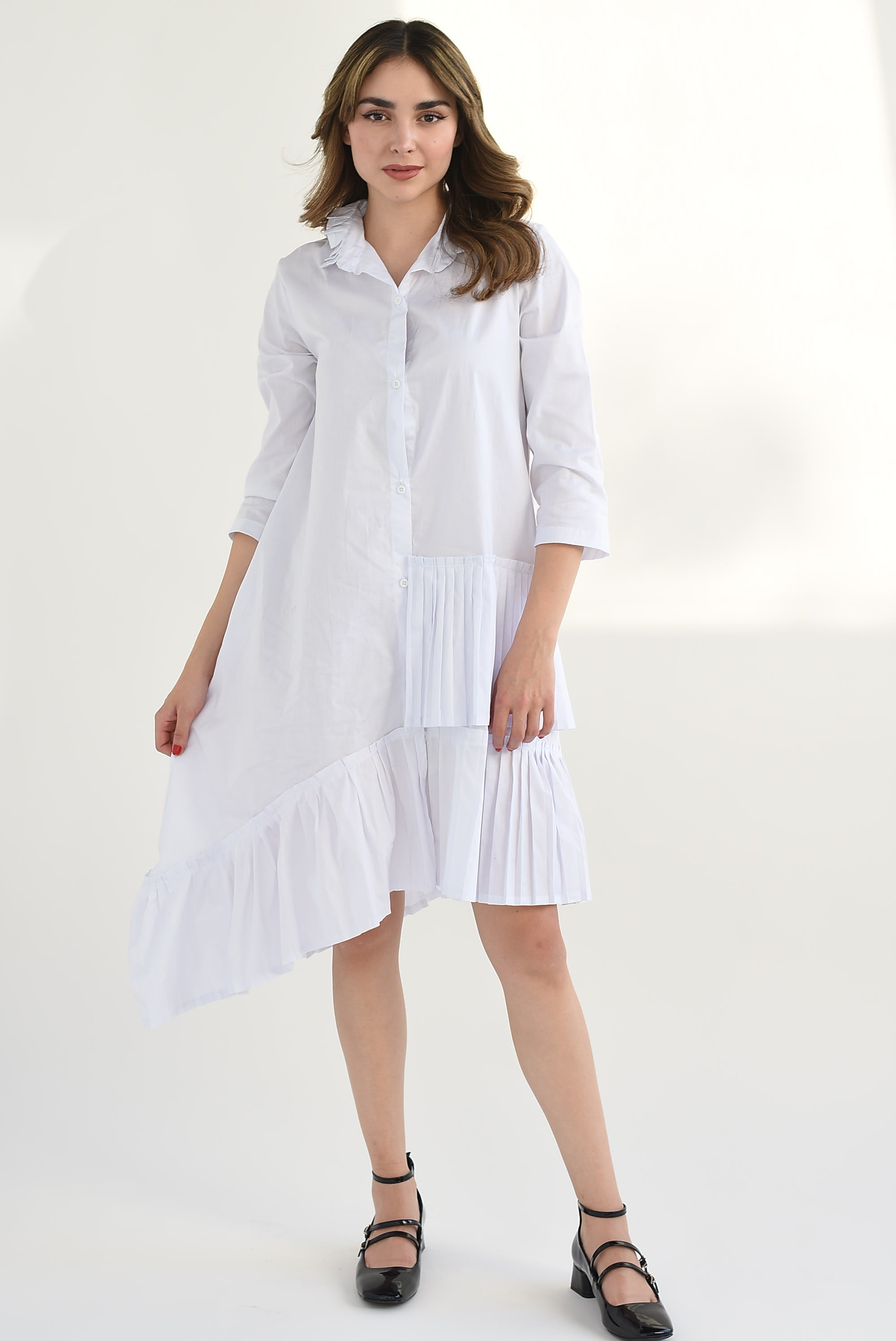 Vestido asimétrico tablas Blanco