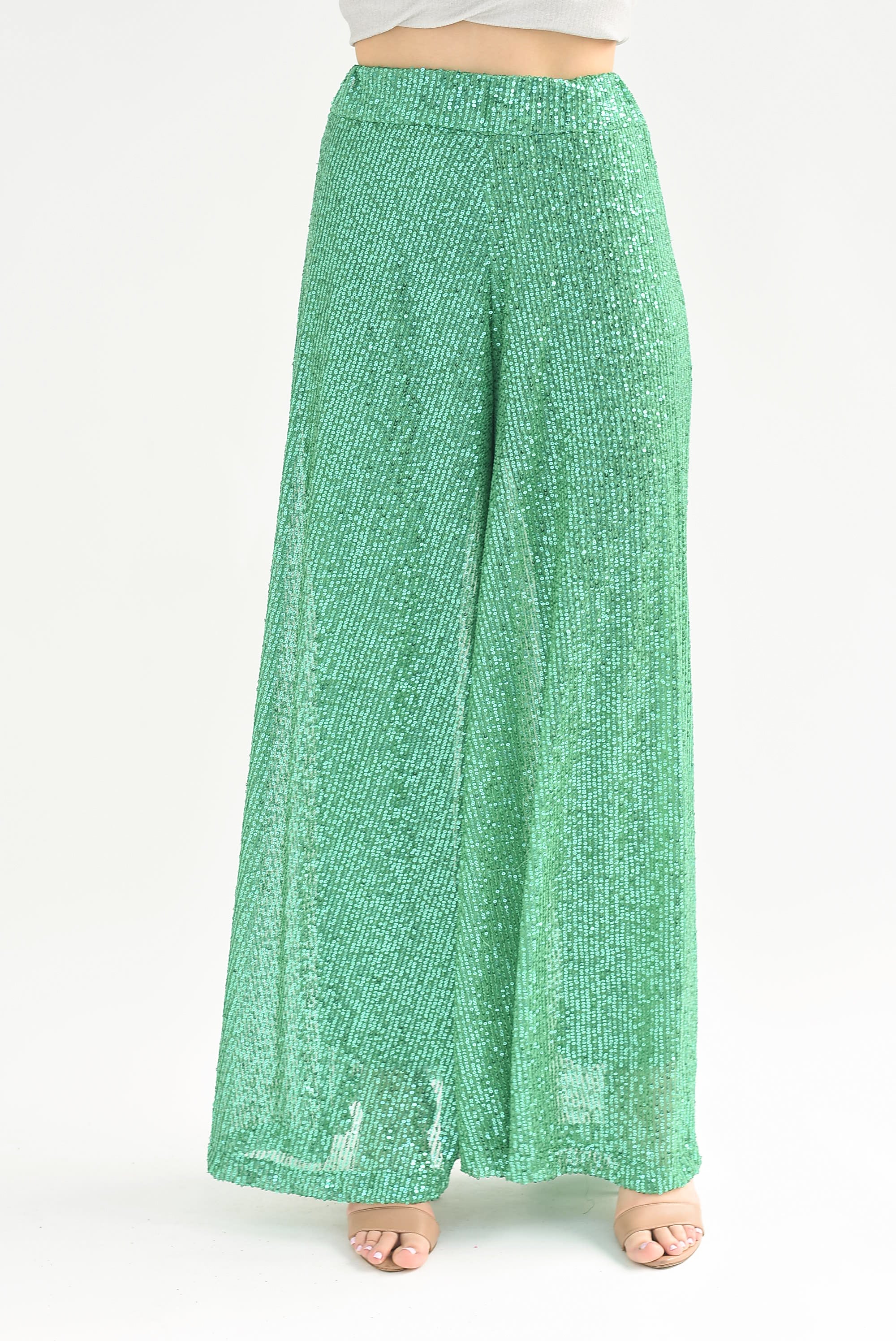 Pantalón lentejuela pata elefante Verde