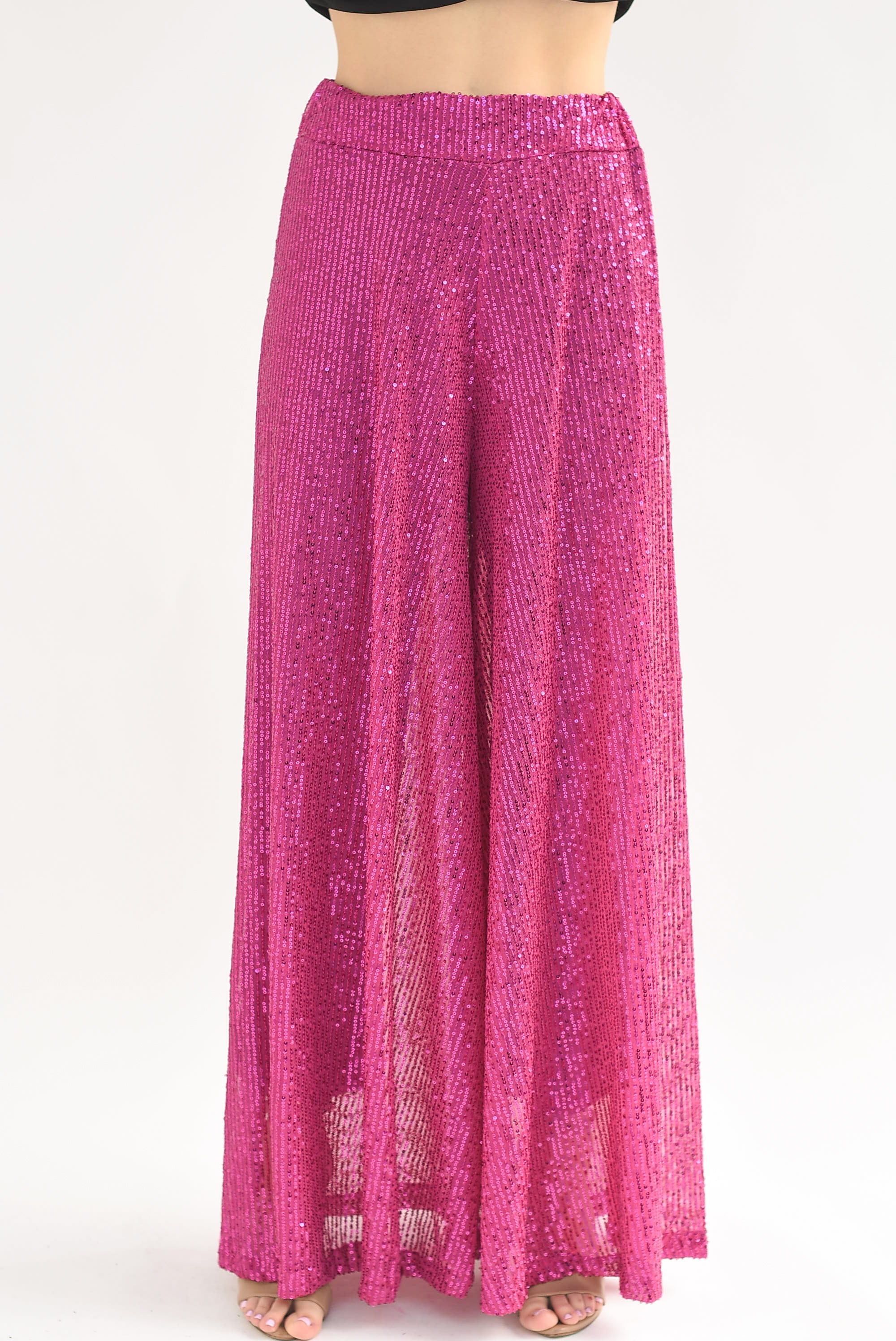 Pantalón lentejuela pata elefante Magenta