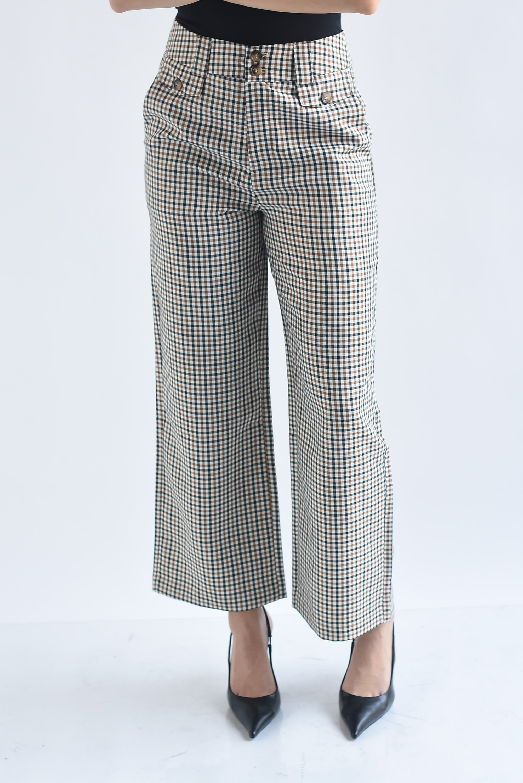 Pantalón wide leg cuadros