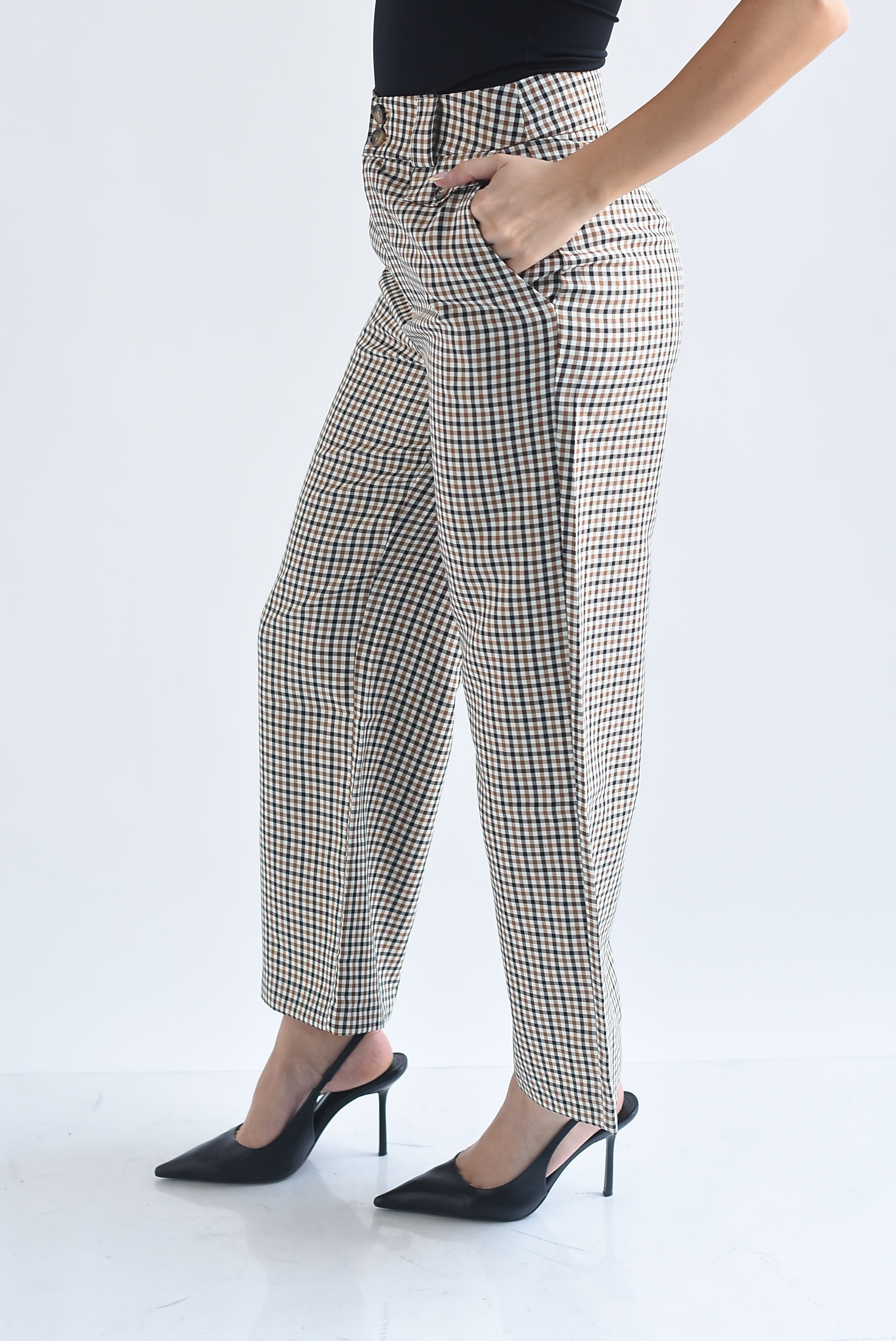 Pantalón wide leg cuadros