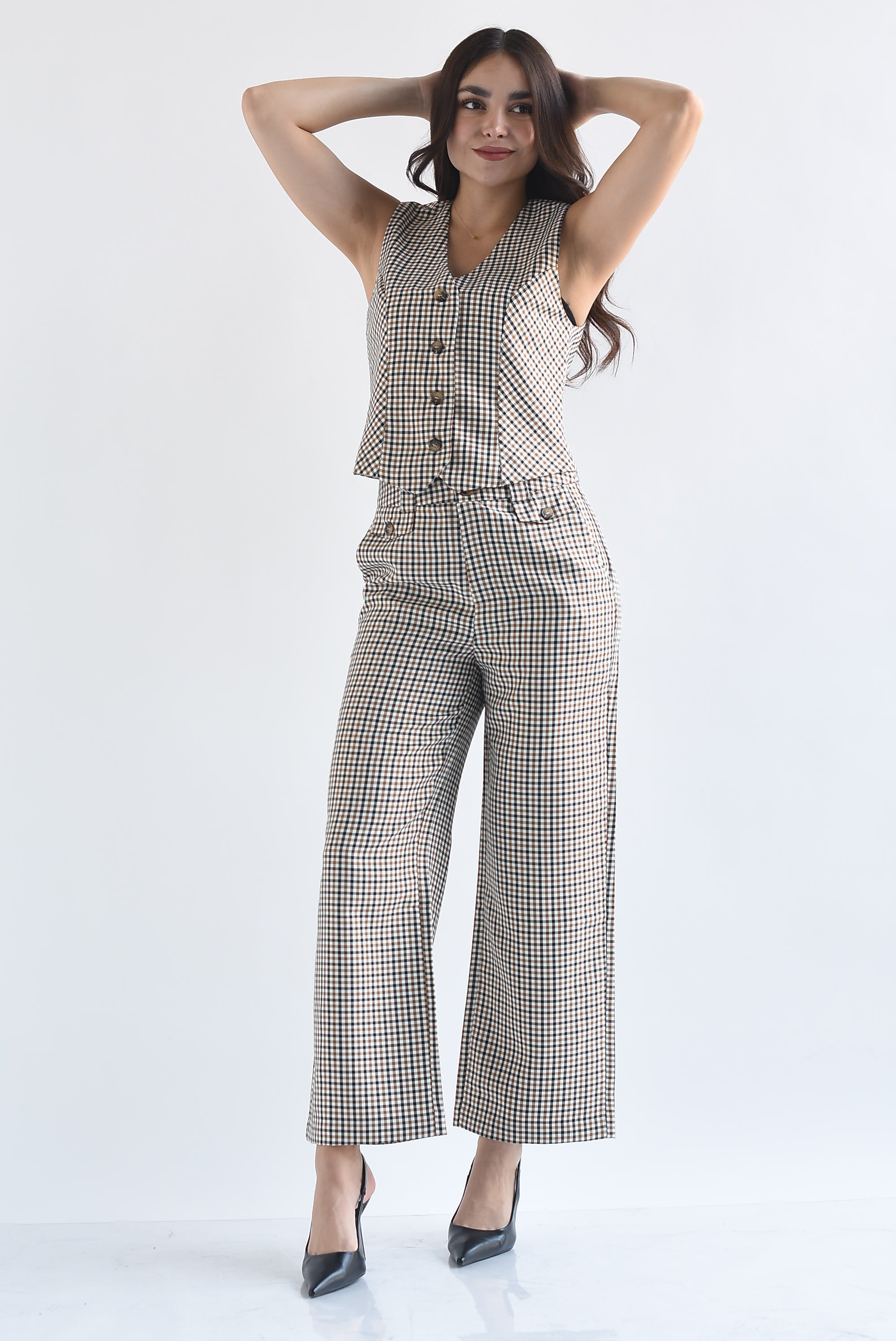 Pantalón wide leg cuadros