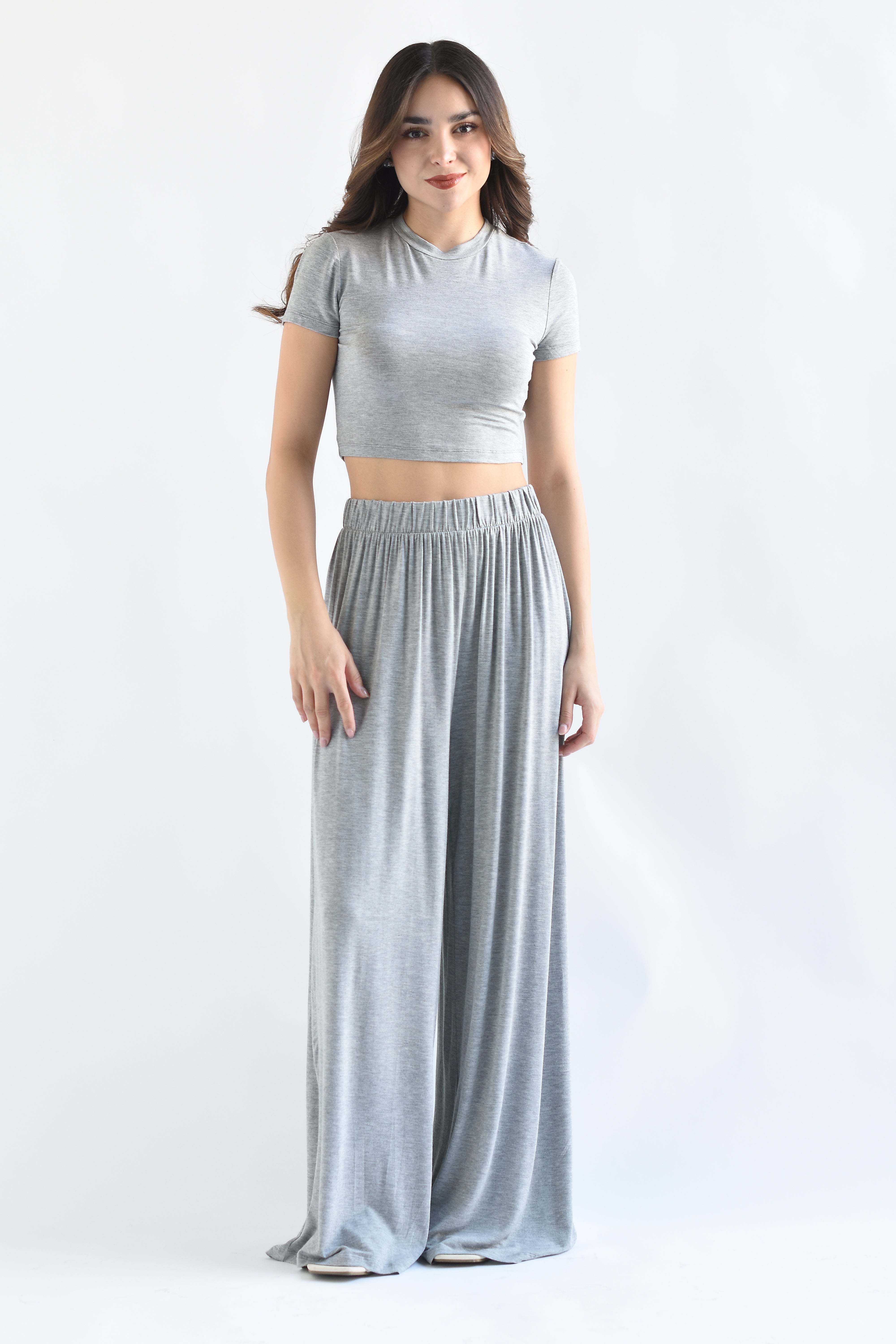 Set Pantalón wide y T-Shirt algodón Gris
