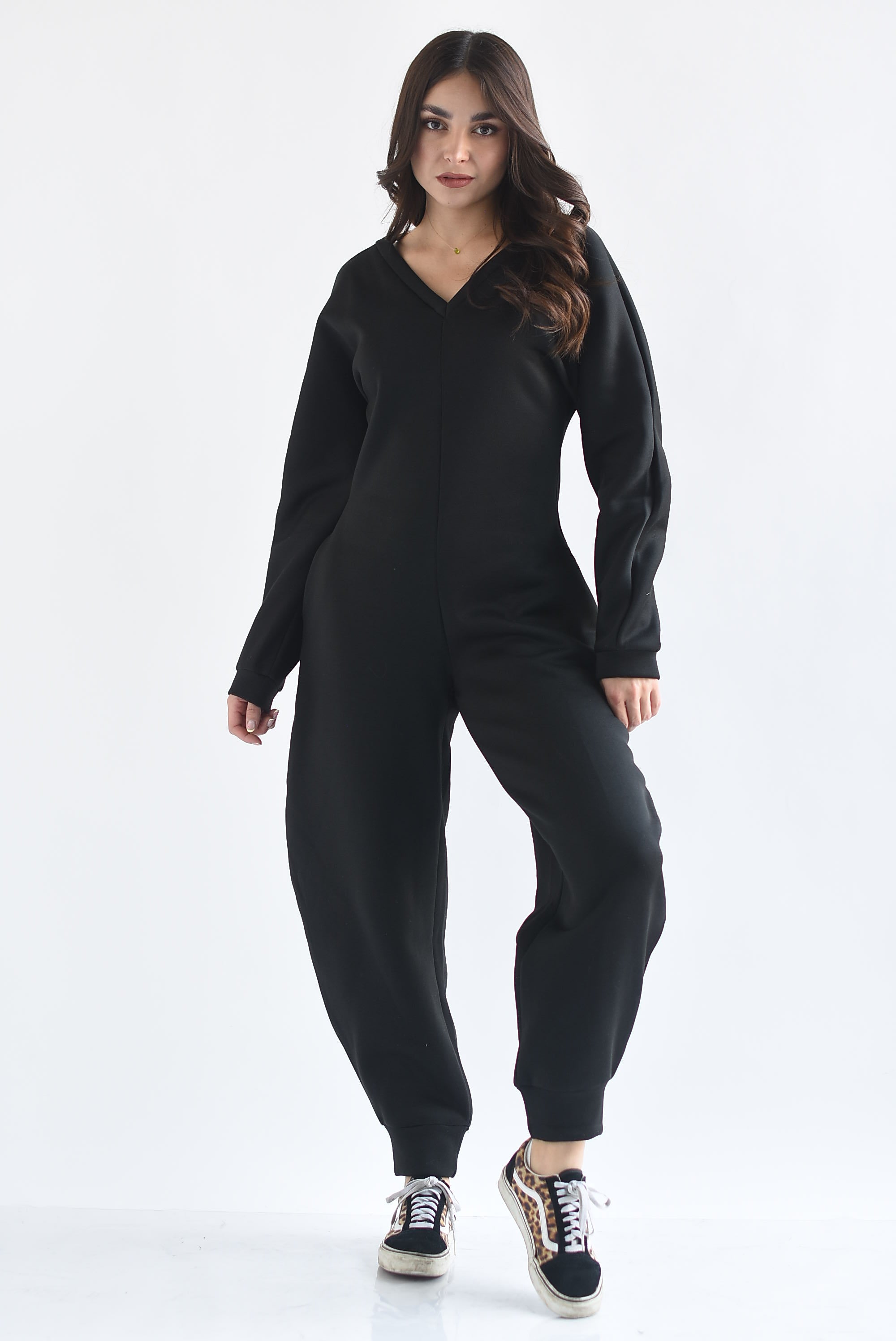 Jumpsuit globo cuello V manga larga