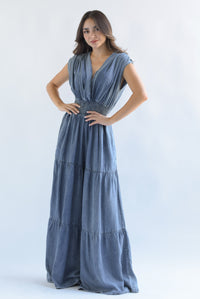 Fashion Styled Jumpsuit super wide olanes tipo Denim