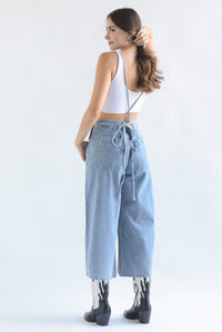 Fashion Styled Overol culotte cintas Denim