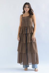 Fashion Styled Maxi blusa tira bordada olanes Espresso