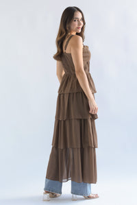 Fashion Styled Maxi blusa tira bordada olanes Espresso