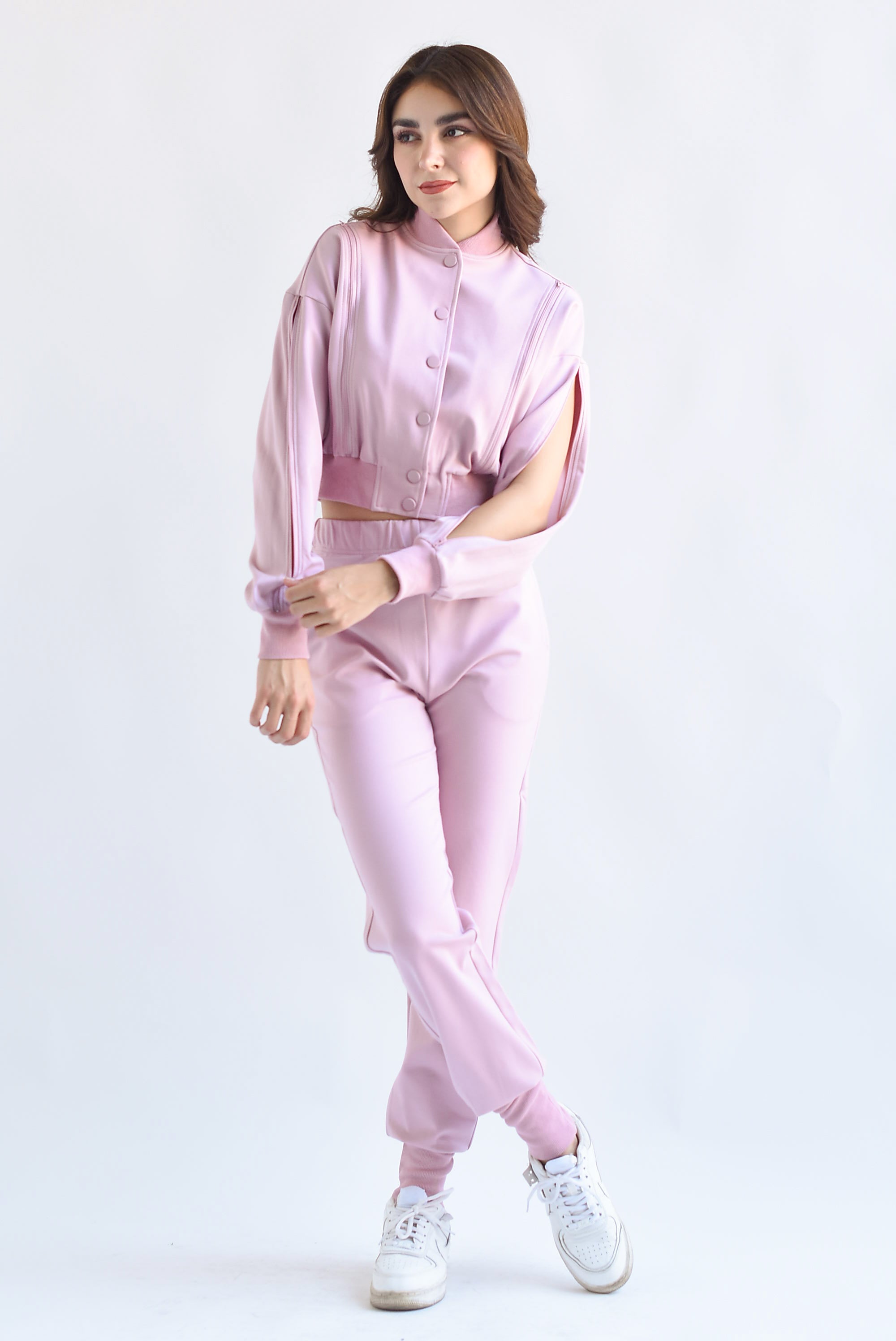 Set Jogger y Chamarra cierres Rosa Palo