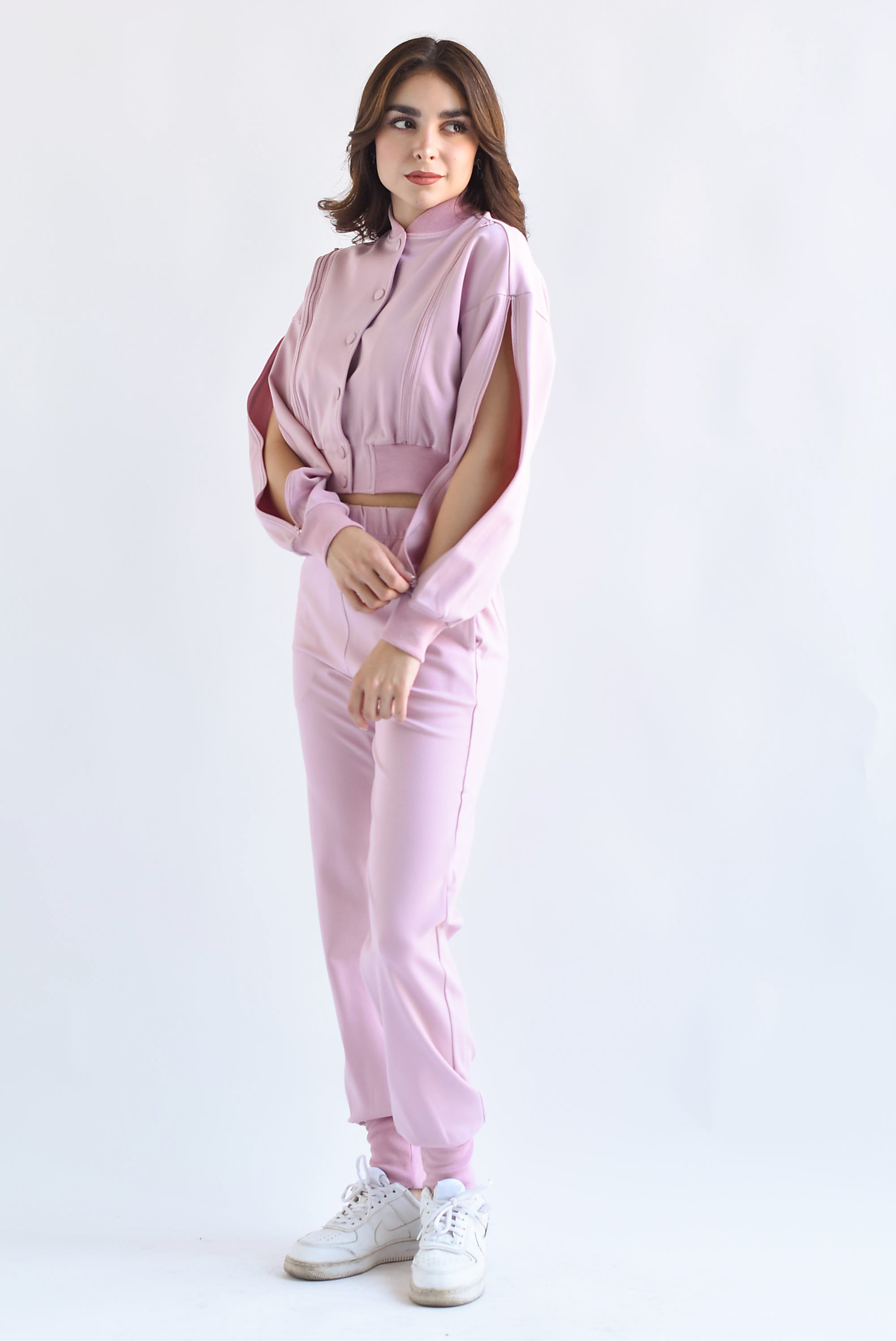Set Jogger y Chamarra cierres Rosa Palo