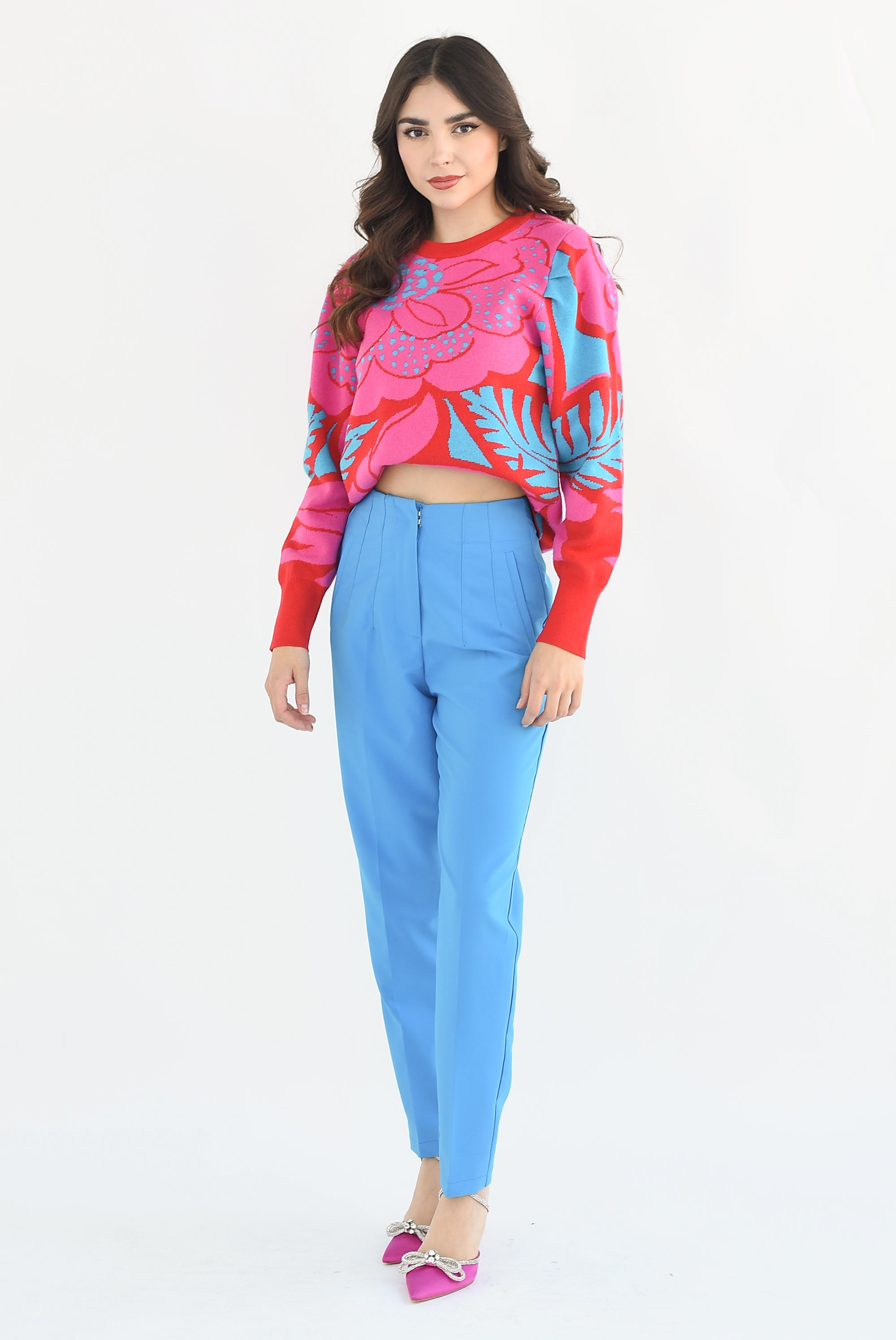 Pantalón corte Mom Azul Mikonos