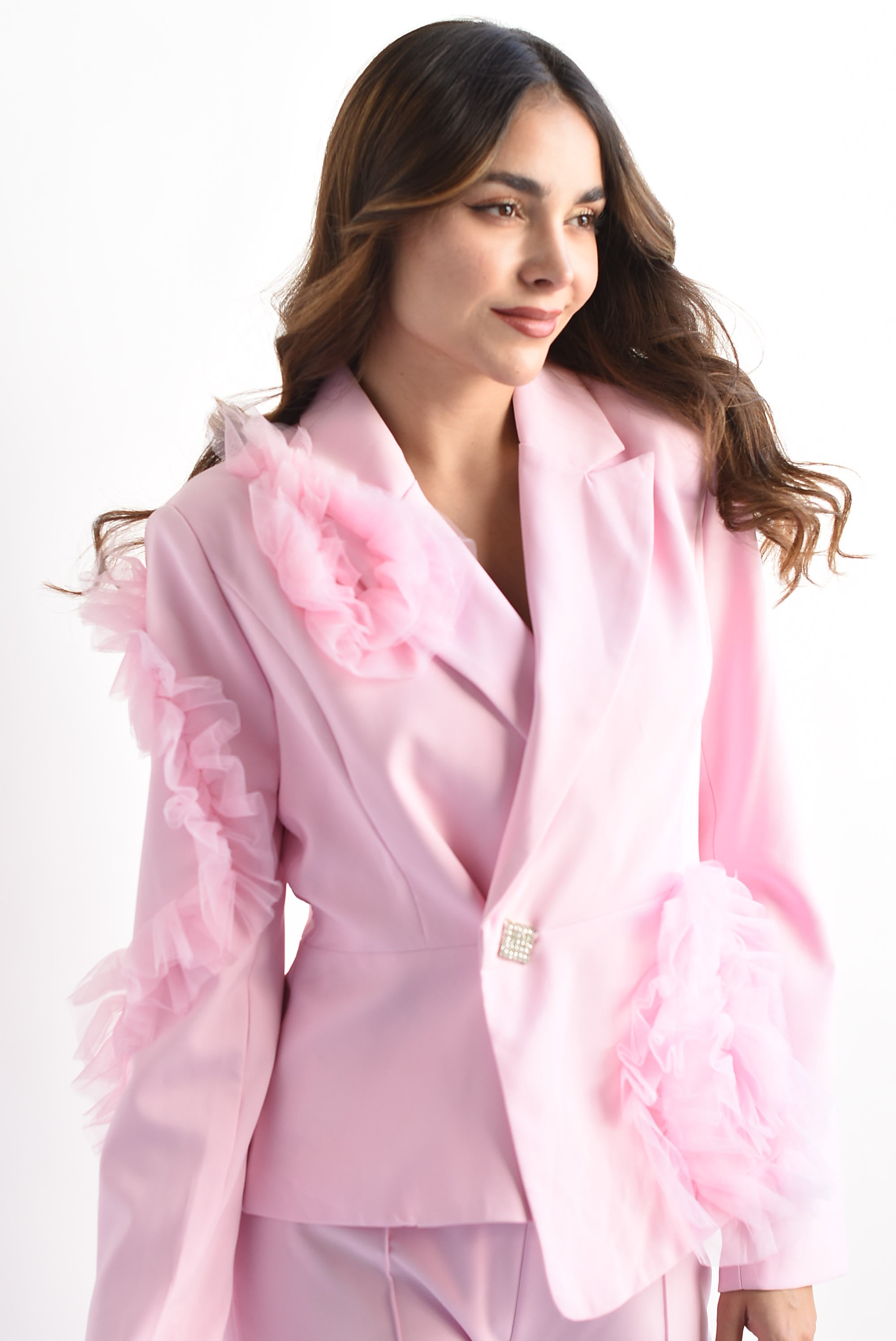 Set Pantalón y Blazer tulle Rosa