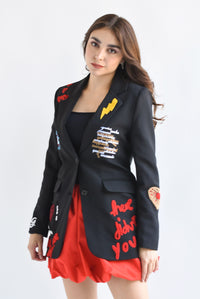 Fashion Styled Blazer parches Negro