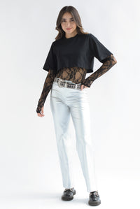 Fashion Styled Jeans metálicos Plata