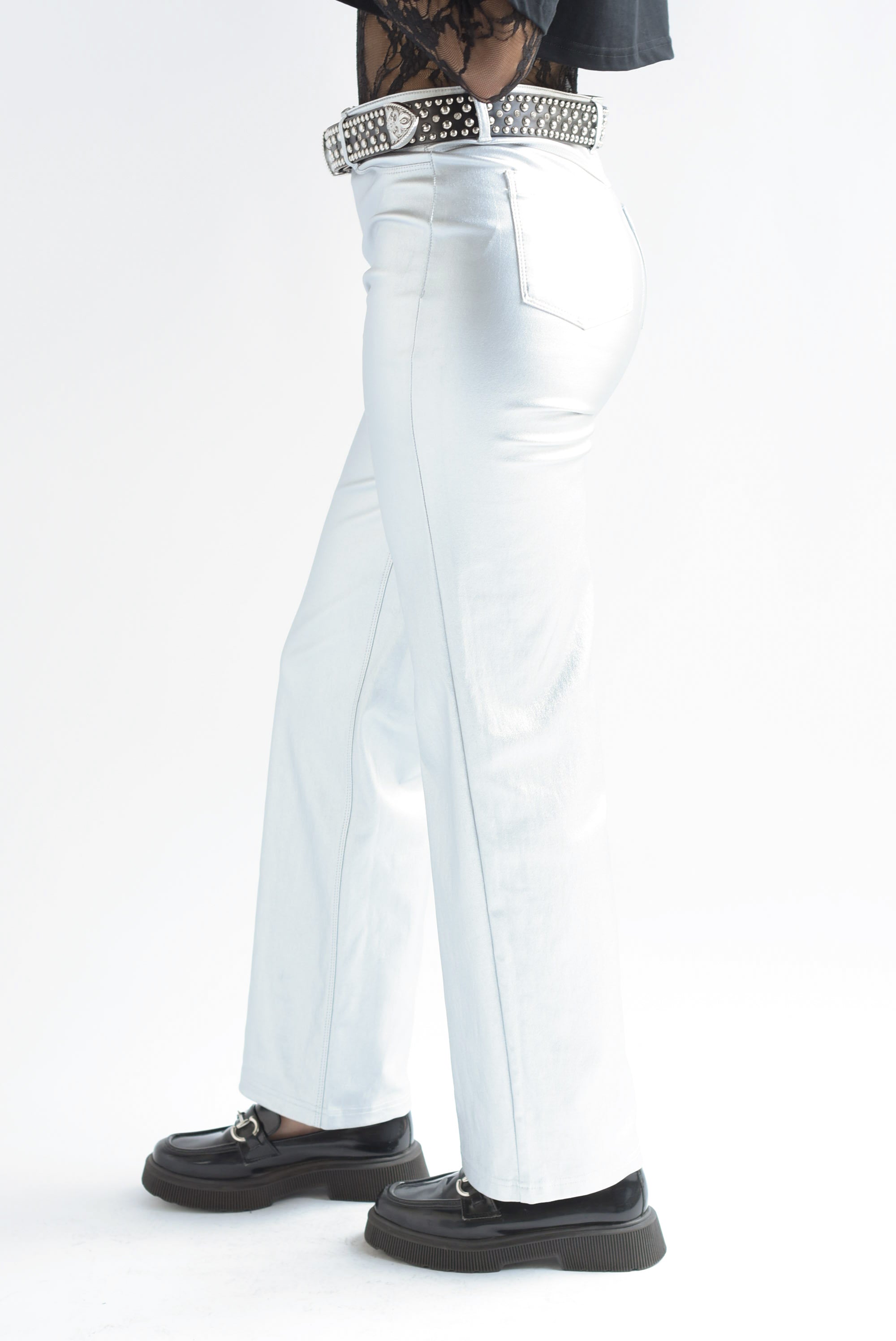 Jeans metálicos Plata
