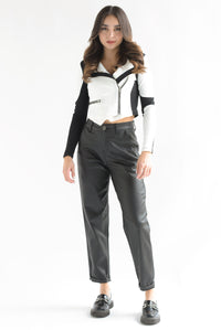 Fashion Styled Jeans Mom vinipiel Negro