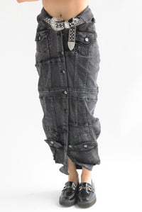 Fashion Styled Falda simulación chamarras Denim Negro