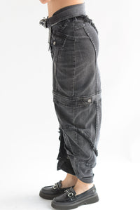 Fashion Styled Falda simulación chamarras Denim Negro