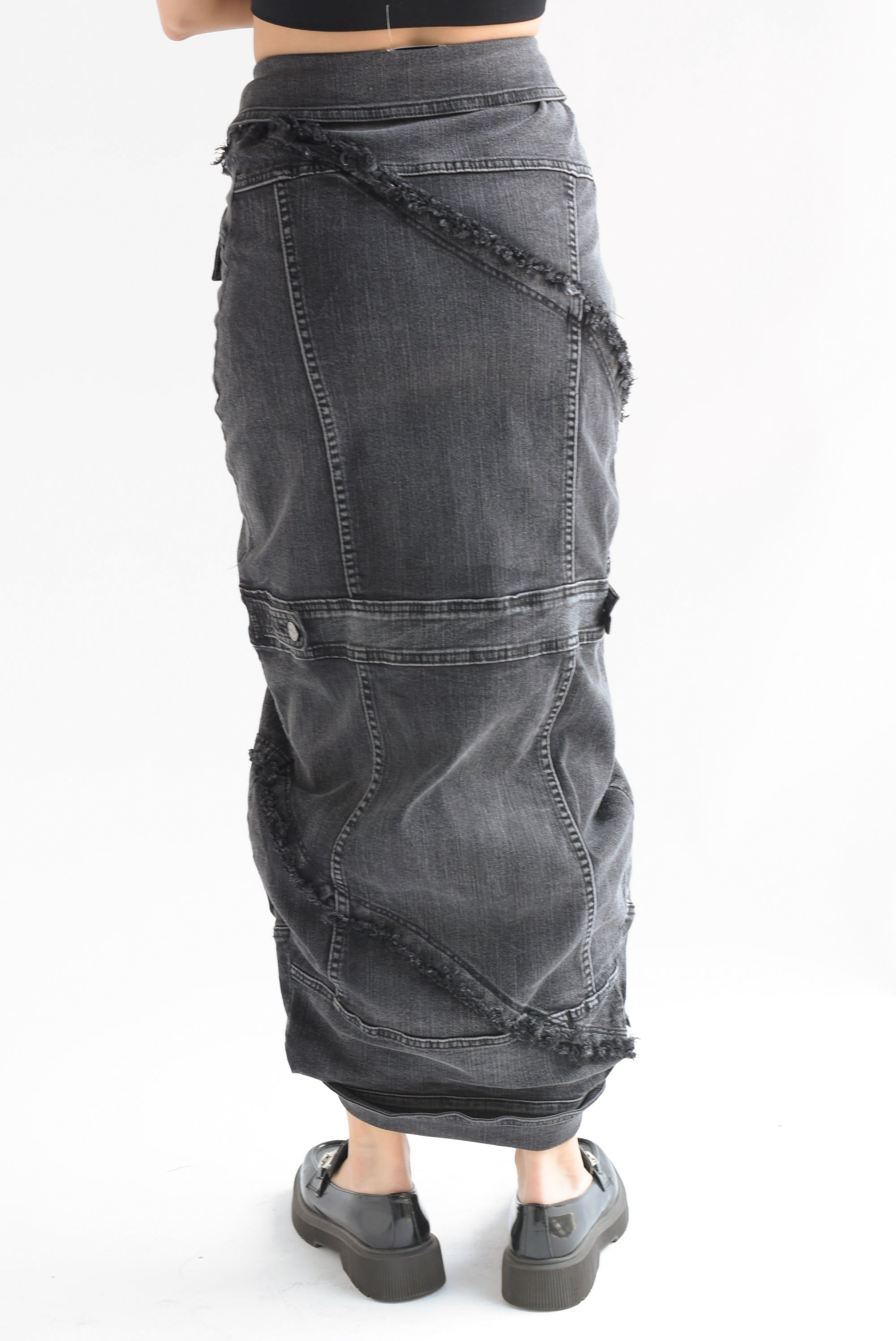 Falda simulación chamarras Denim Negro