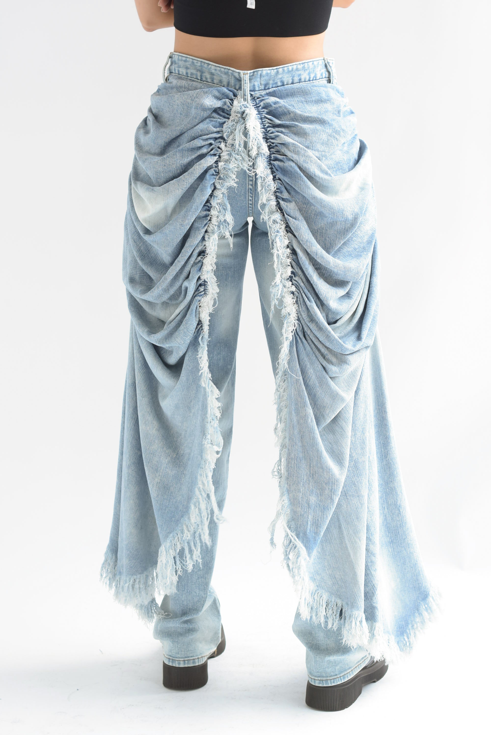 Jeans con faldón drapeado Denim Light