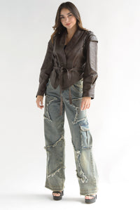 Fashion Styled Jeans wide estrellas deshilachado
