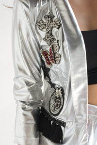 Fashion Styled Set Blazer y Short parches joya
