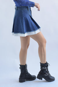 Fashion Styled Falda corta pinzas Denim