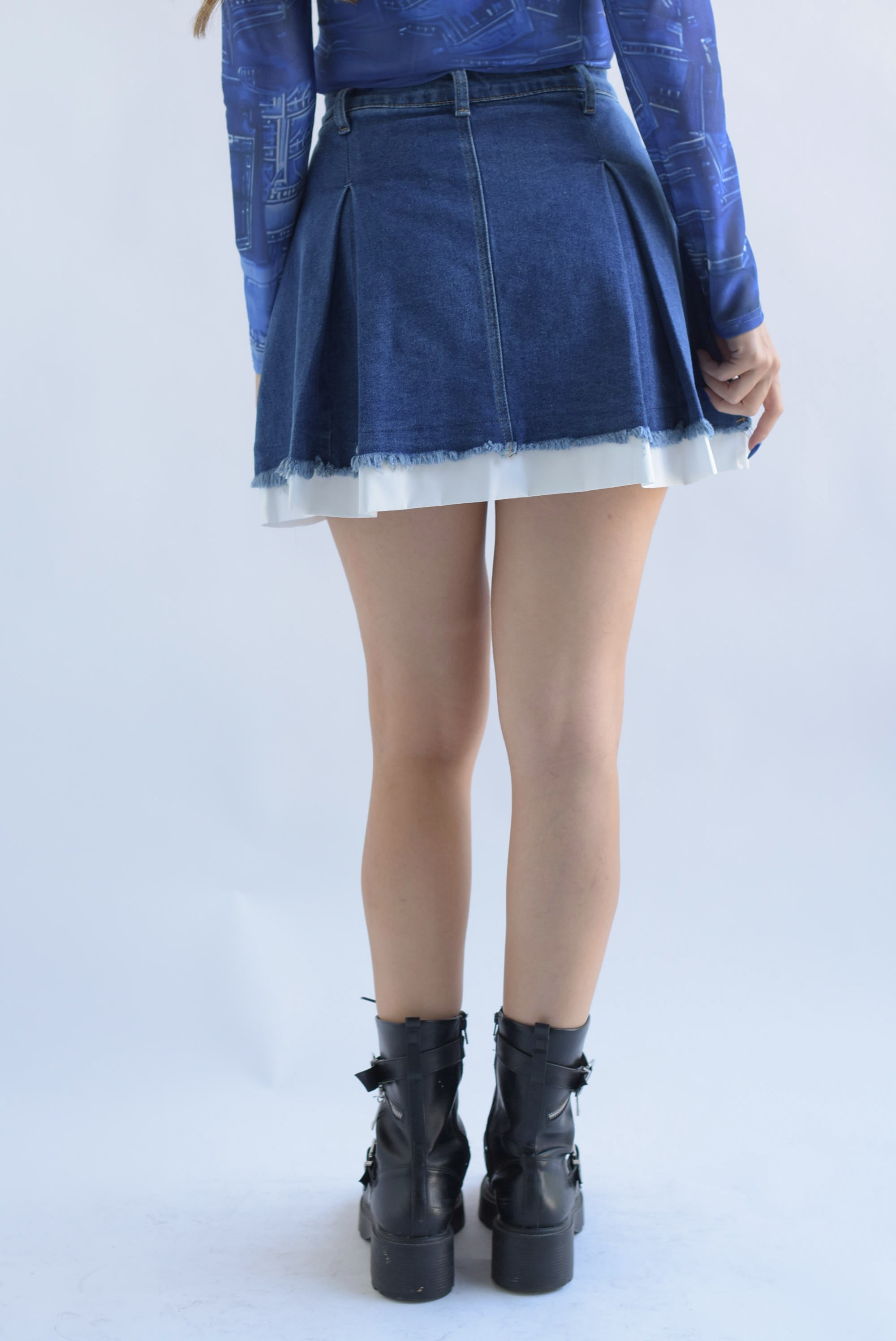 Falda corta pinzas Denim