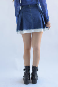 Fashion Styled Falda corta pinzas Denim